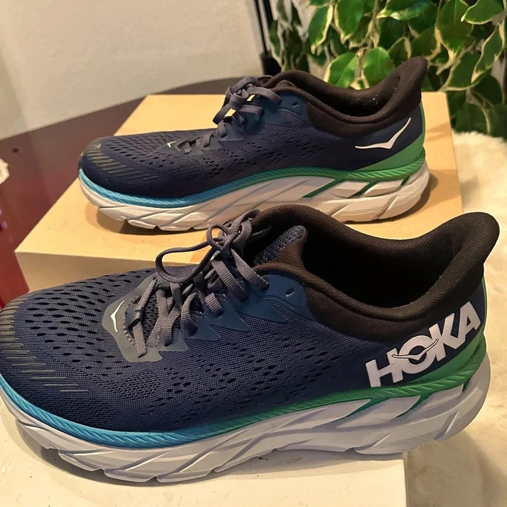 Men’s Hoka One One Navy and Green Sneakers, 12 - Picture 4 of 12